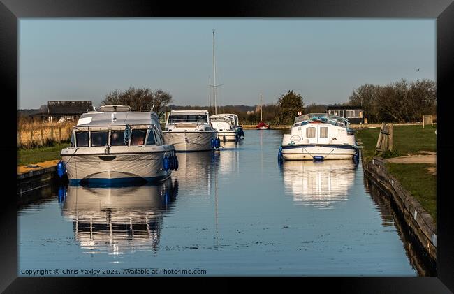 Early morning on Thurne Dyke, Norfolk Broads Framed Print by Chris Yaxley
