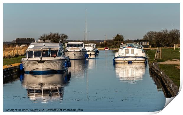 Early morning on Thurne Dyke, Norfolk Broads Print by Chris Yaxley
