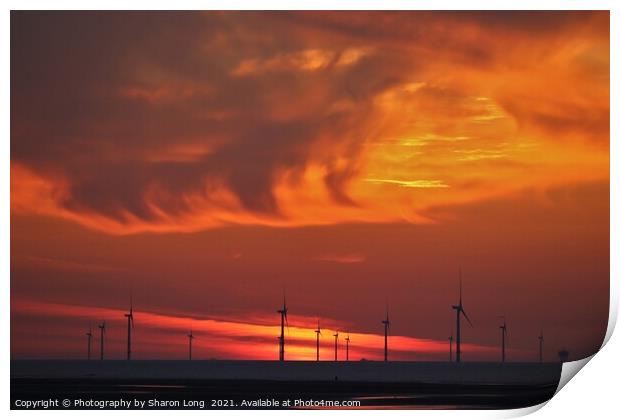 Flames in a  New Brighton Sky Print by Photography by Sharon Long 