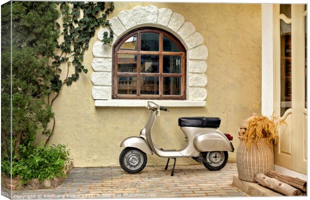 Classic Italian scene with Vespa Vintage scooter Canvas Print by Raymond Evans