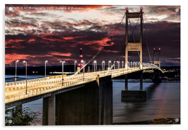 Rivers of Light on The Severn bridge Acrylic by K7 Photography