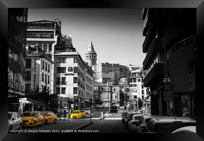 Galata Tower and street in Istanbul, Turkey. Framed Print by Sergey Fedoskin