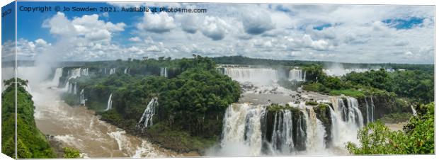 Iguazu Falls Panoramic , South America Canvas Print by Jo Sowden