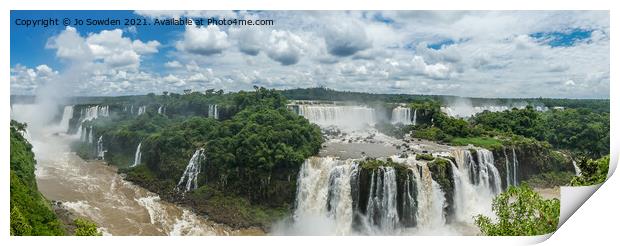 Iguazu Falls Panoramic , South America Print by Jo Sowden