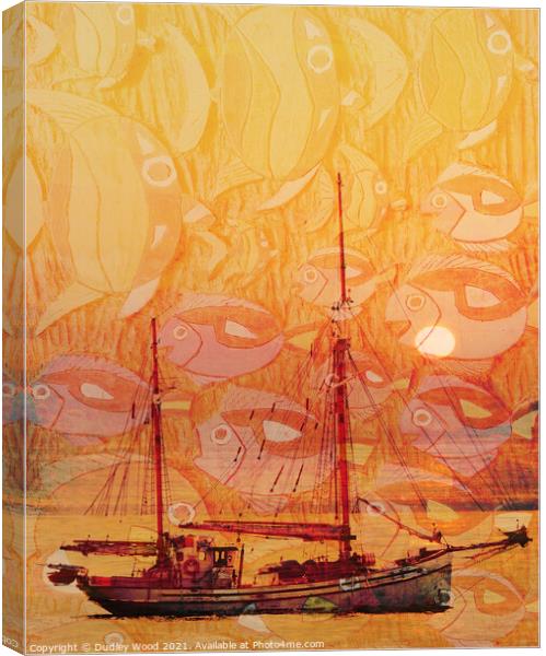 Tranquil Trawler at Sunset Canvas Print by Dudley Wood