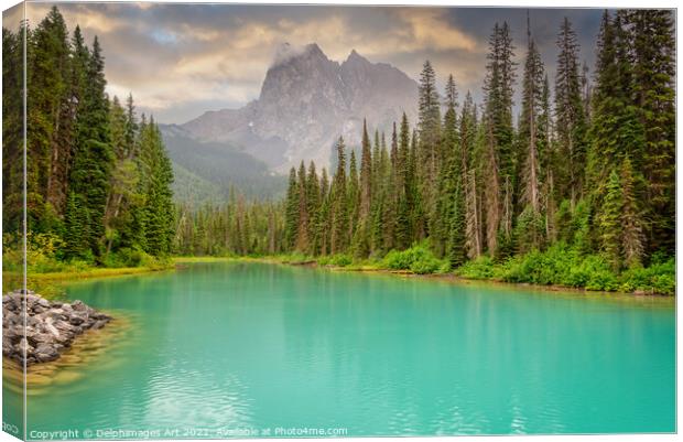 Canada. Emerald lake landscape, Yoho national park Canvas Print by Delphimages Art