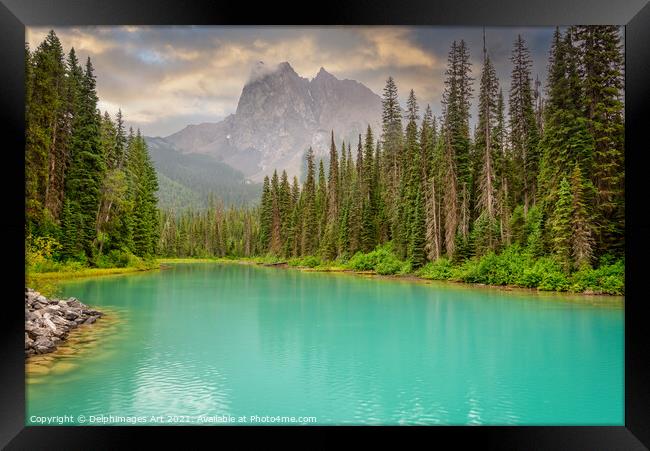 Canada. Emerald lake landscape, Yoho national park Framed Print by Delphimages Art