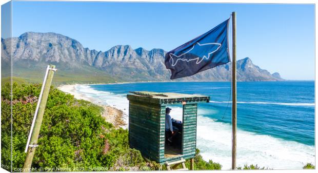 Muizenberg shark lookout hut Table bay Cape Town  Canvas Print by Paul Naude