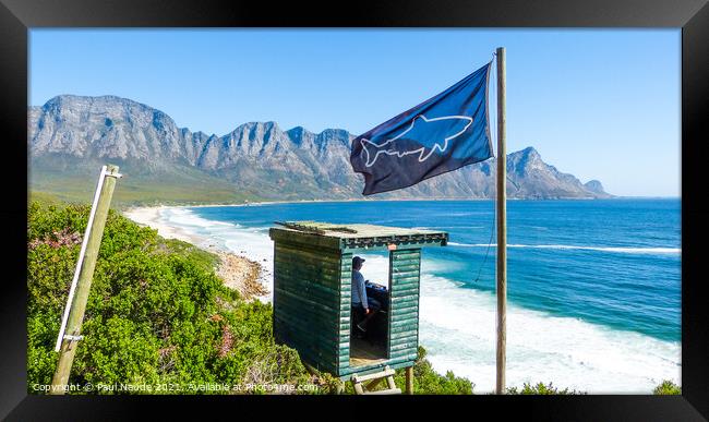 Muizenberg shark lookout hut Table bay Cape Town  Framed Print by Paul Naude