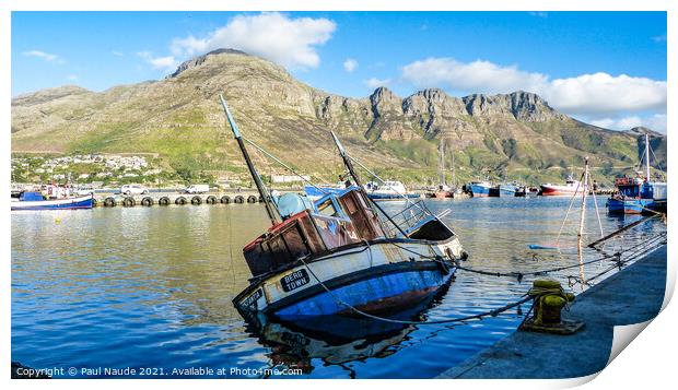 Hout bay harbour Cape Town South Africa Print by Paul Naude