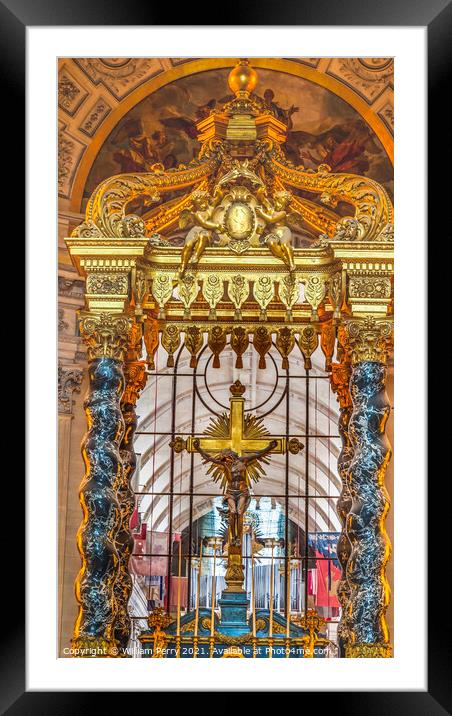 Golden Cross Altar Church Les Invalides Paris France Framed Mounted Print by William Perry