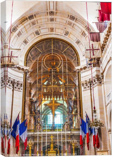 Golden Cross Altar Church Les Invalides Paris France Canvas Print by William Perry