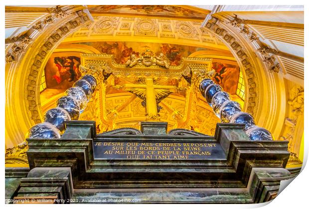 Golden Cross Altar Church Les Invalides Paris France Print by William Perry