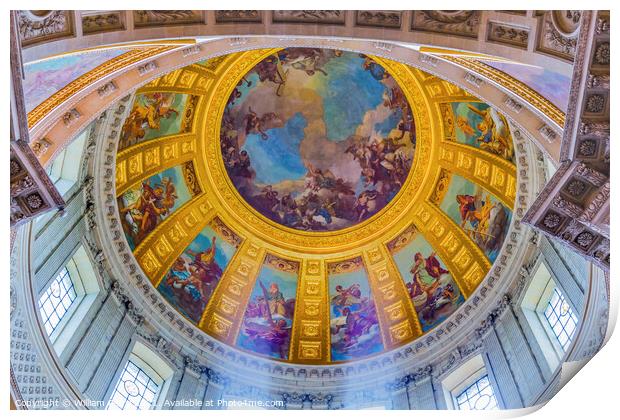 Dome Interior Paintings Church Les Invalides Paris France Print by William Perry