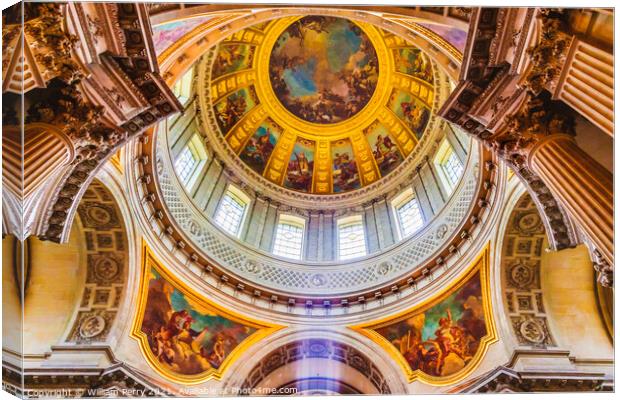 Dome Interior Paintings Church Les Invalides Paris France Canvas Print by William Perry