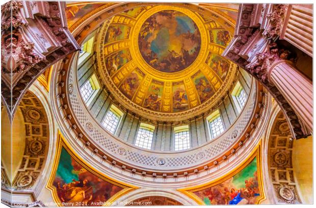 Dome Interior Paintings Church Les Invalides Paris France Canvas Print by William Perry