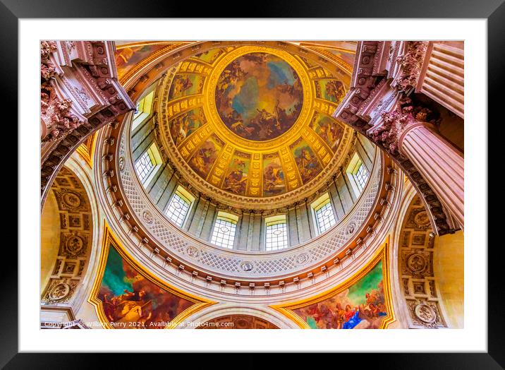 Dome Interior Paintings Church Les Invalides Paris France Framed Mounted Print by William Perry