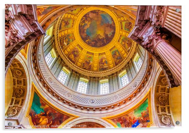 Dome Interior Paintings Church Les Invalides Paris France Acrylic by William Perry