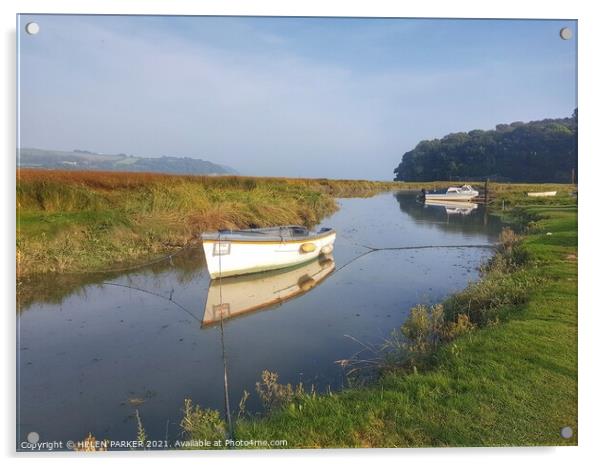 Laugharne Estuary Boats Acrylic by HELEN PARKER