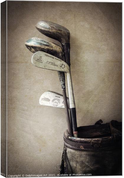 Set of vintage golf clubs Canvas Print by Delphimages Art