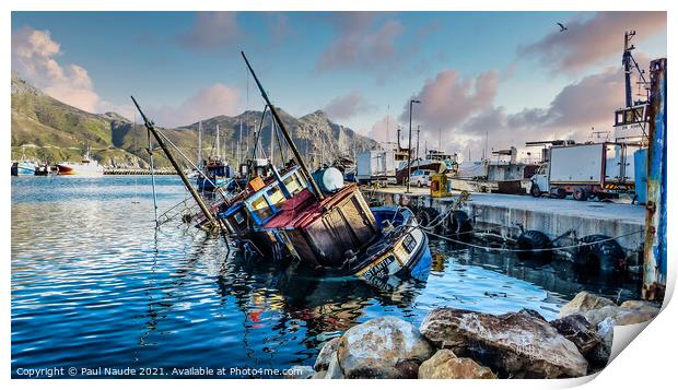 Flooded Hout bay harbour South Africa Print by Paul Naude