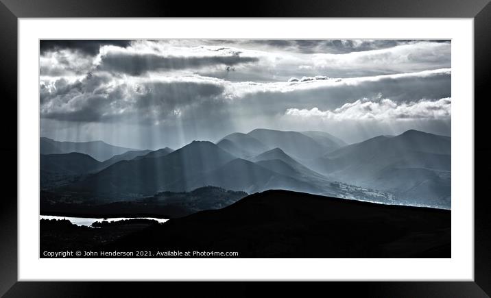 Lake District black and white. Framed Mounted Print by John Henderson