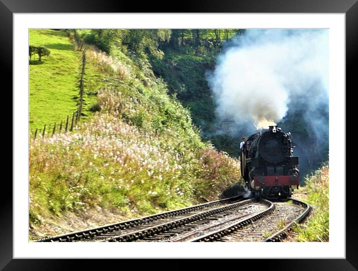 Majestic Steam Engine Emerging from a Lush Tunnel Framed Mounted Print by Mark Chesters