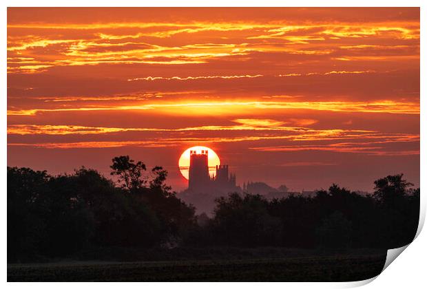 Sunrise over Ely Cathedral, 16th September 2021 Print by Andrew Sharpe