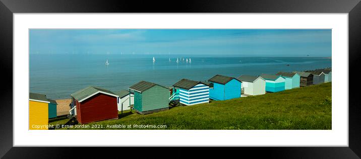 Tankerton Beach Huts Framed Mounted Print by Ernie Jordan