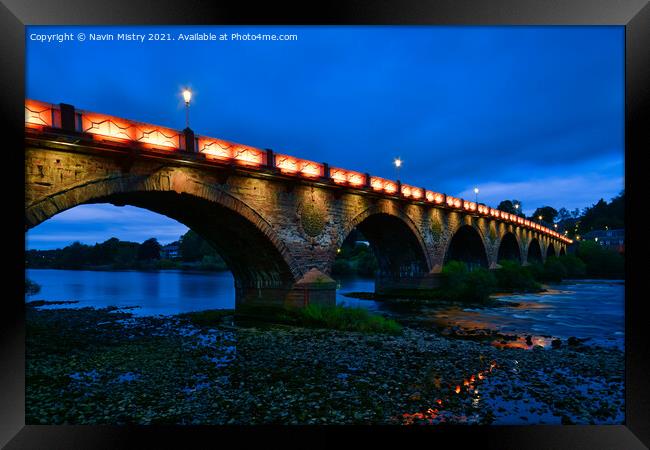 Perth Bridge or Smeaton's Bridge at Night Framed Print by Navin Mistry