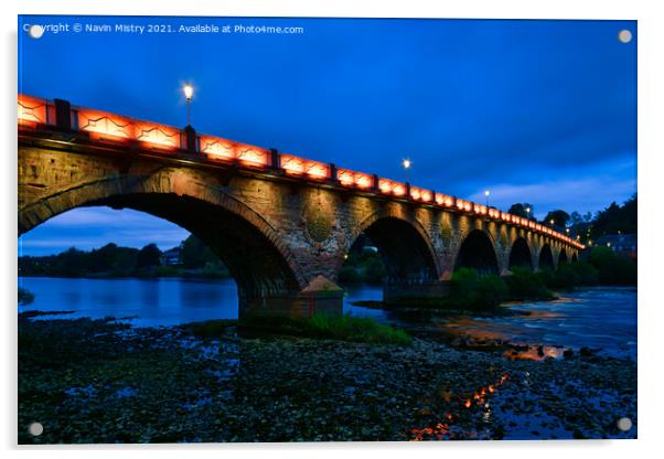 Perth Bridge or Smeaton's Bridge at Night Acrylic by Navin Mistry