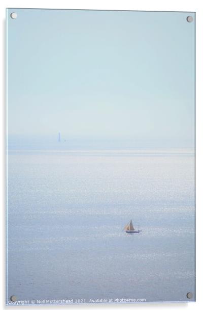 Boat & Lighthouse. Acrylic by Neil Mottershead