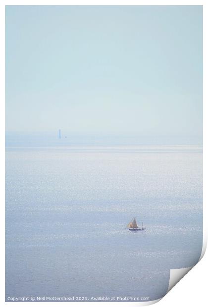 Boat & Lighthouse. Print by Neil Mottershead