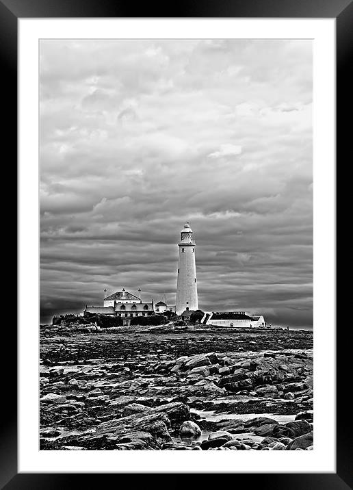 st mary`s lighthouse. Framed Mounted Print by Northeast Images