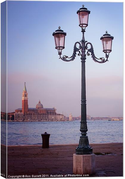 Venice Street Lamp Canvas Print by Ann Garrett