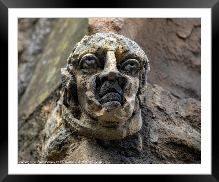 Sculpture at St. Nicholas Church in Durham, UK Framed Mounted Print by Chris Dorney