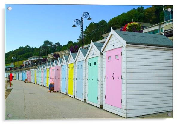 Lyme Regis Beach Huts Acrylic by Alison Chambers