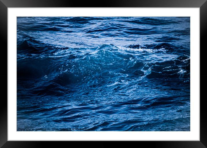 Blue waves Framed Mounted Print by Adelaide Lin