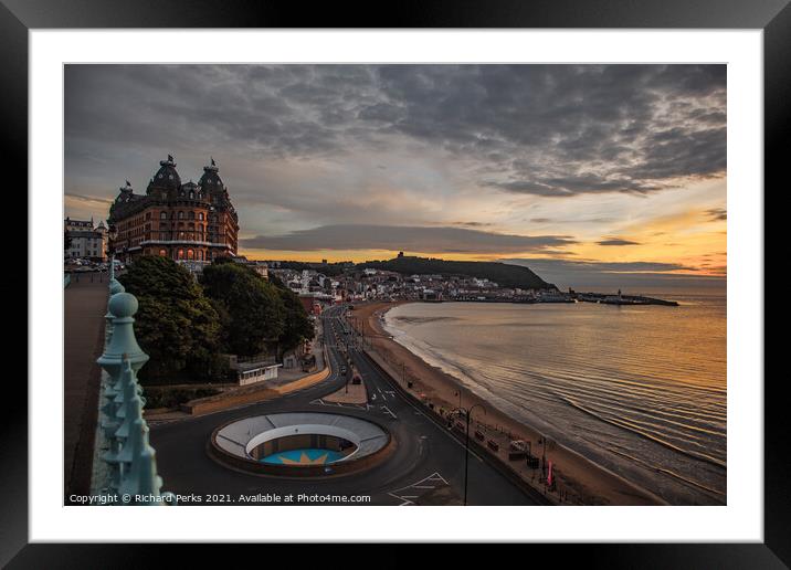 Scarborough`s Grand Hotel and beach Framed Mounted Print by Richard Perks