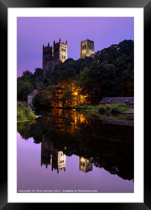 Durham Cathedral at Night, in the City of Durham, UK Framed Mounted Print by Chris Dorney