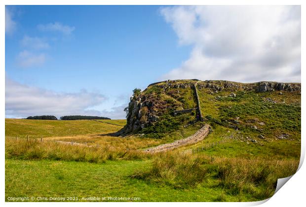 Hadrians Wall in Northumberland, UK Print by Chris Dorney