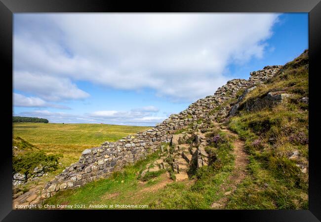 Hadrians Wall in Northumberland, UK Framed Print by Chris Dorney