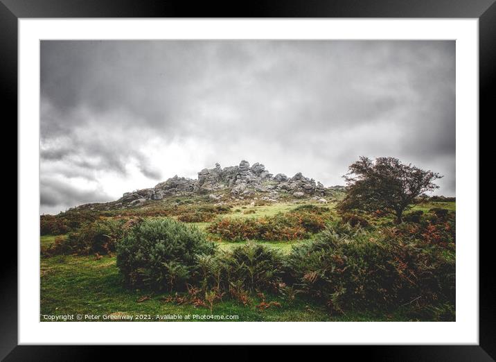 'Hound' Tor On Dartmoor In Devon Framed Mounted Print by Peter Greenway