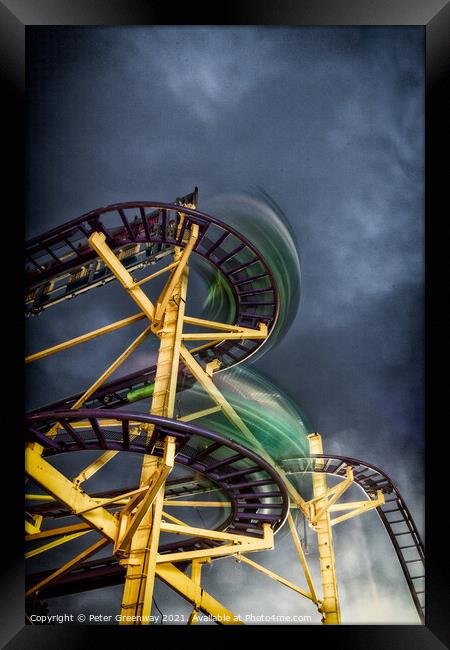 Mini Roller Coaster Ride At The Annual 'Witney Feast' Travelling Funfair In Oxfordshire Framed Print by Peter Greenway