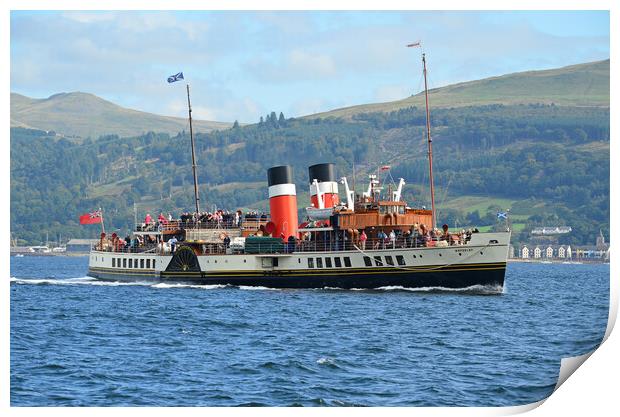 Paddle steamer Waverley on a Clyde cruise Print by Allan Durward Photography