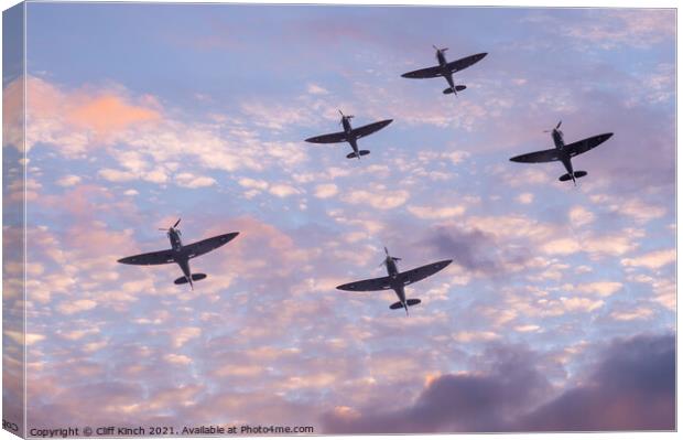 Spitfire dawn patrol Canvas Print by Cliff Kinch