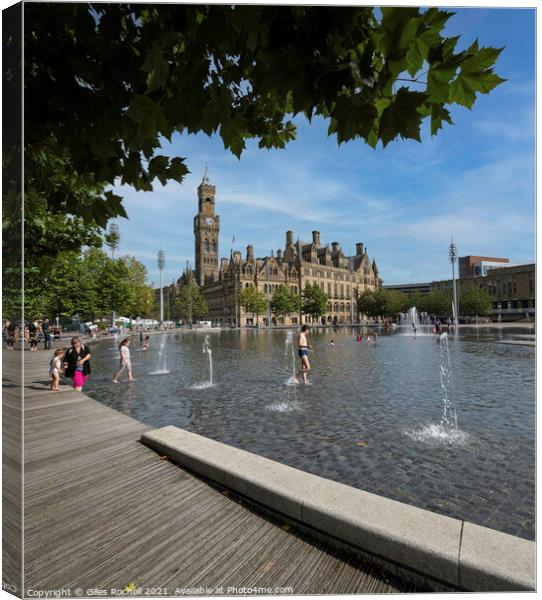 Bradford Town hall and Mirror Pool  Canvas Print by Giles Rocholl