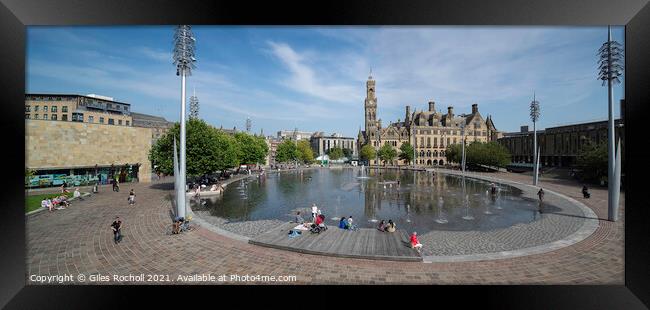 Bradford Town hall and Mirror Pool  Framed Print by Giles Rocholl