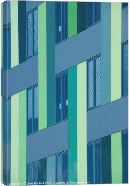 Abstract green modern pattern building Canvas Print by Giles Rocholl