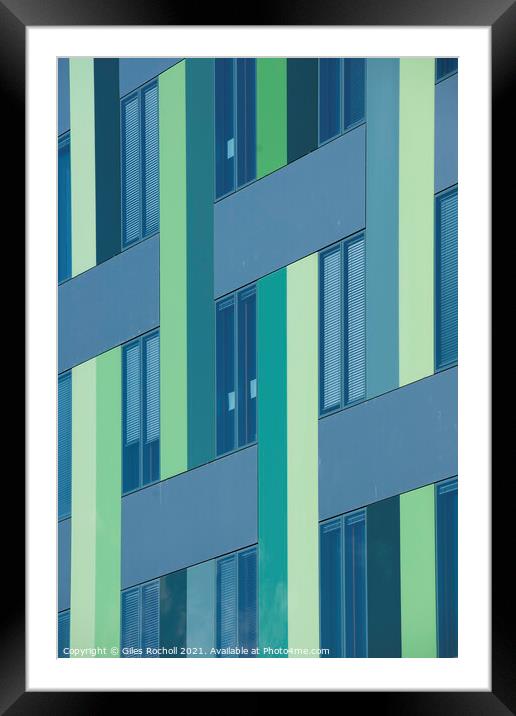 Abstract green modern pattern building Framed Mounted Print by Giles Rocholl
